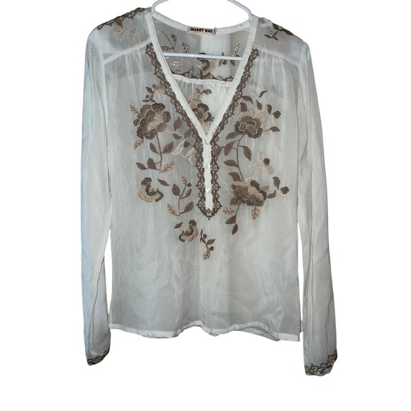 Johnny Was Embroidered Plunge Long Sleeve Gypsy Cottagecore Bohemian Boho xs - Picture 1 of 8